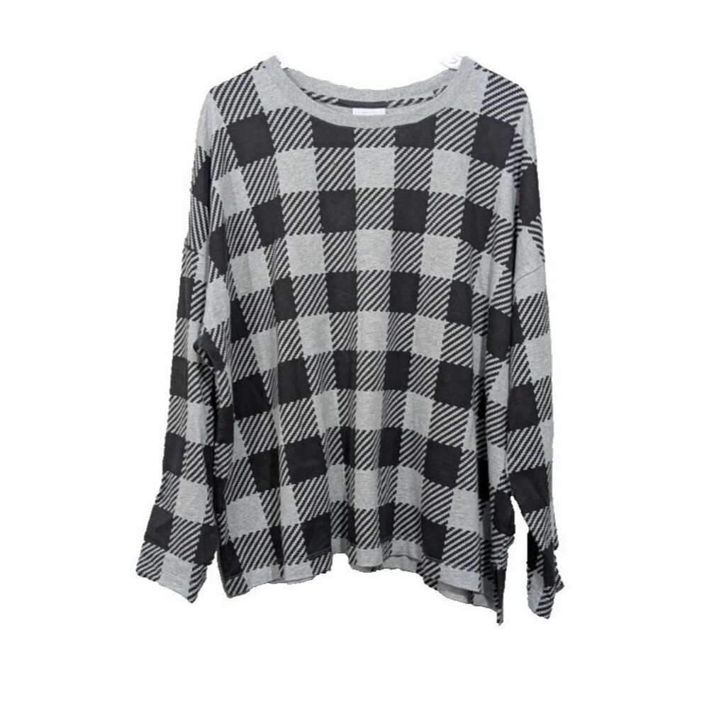 J. Jill Fit Size 2X Buffalo Check Plaid Sweatshirt Cozy Long Sleeve Pullover